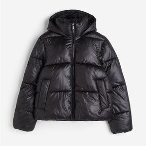 H&M XL women’s black hooded puffer jacket